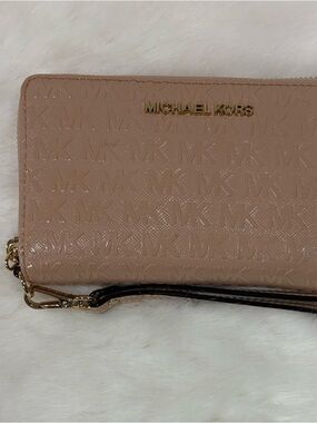 Michael Kors Blush Embossed MK Wristlet